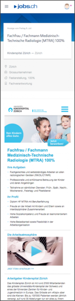 Neue Darstellung mit mobile-optimiertem Inserat (nach der Änderung)