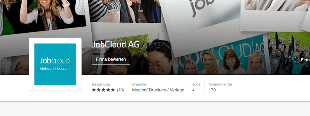 Möglilchkeit der Firmenbewertung auf jobs.ch