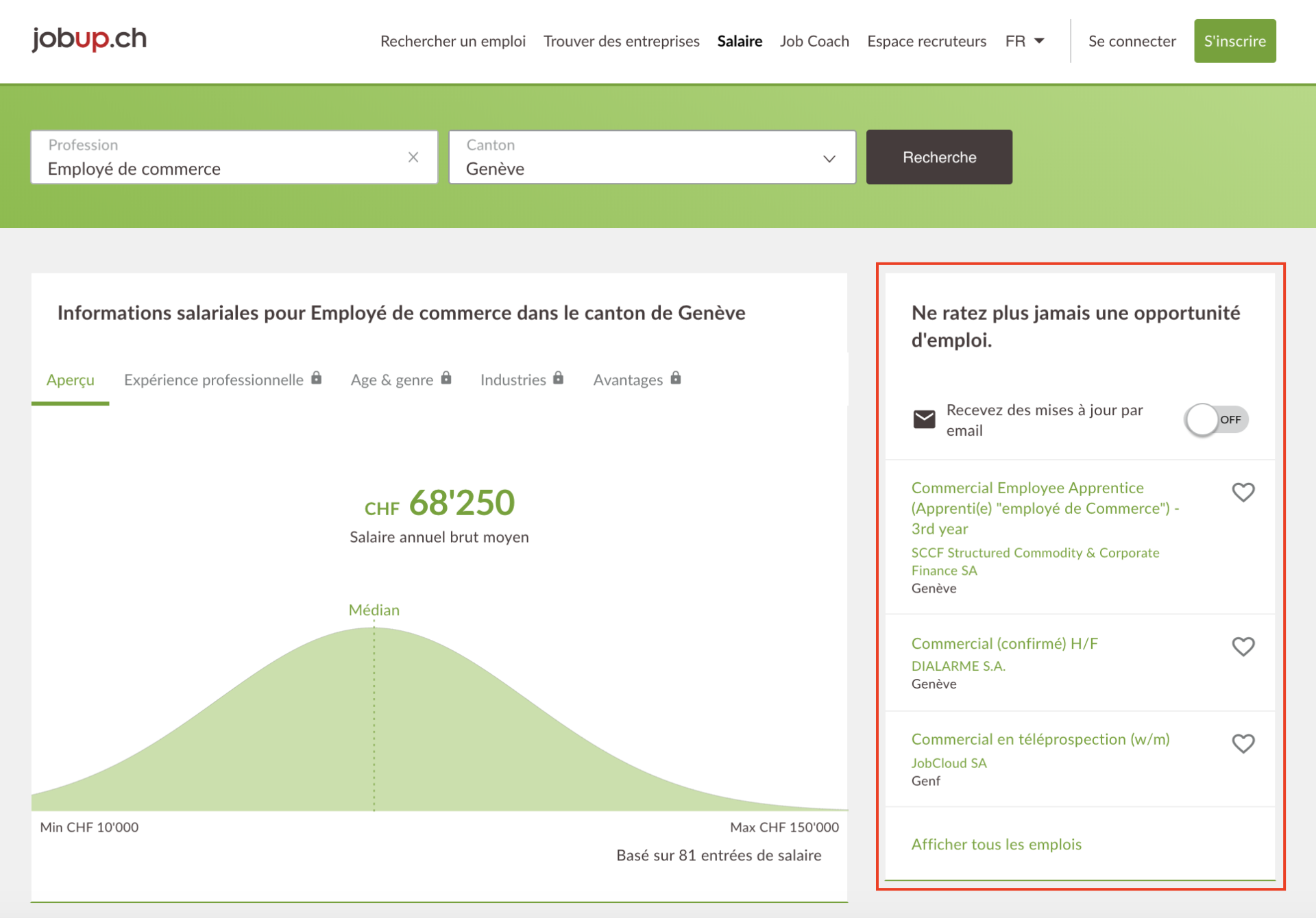 Comparateur de salaires jobup.ch