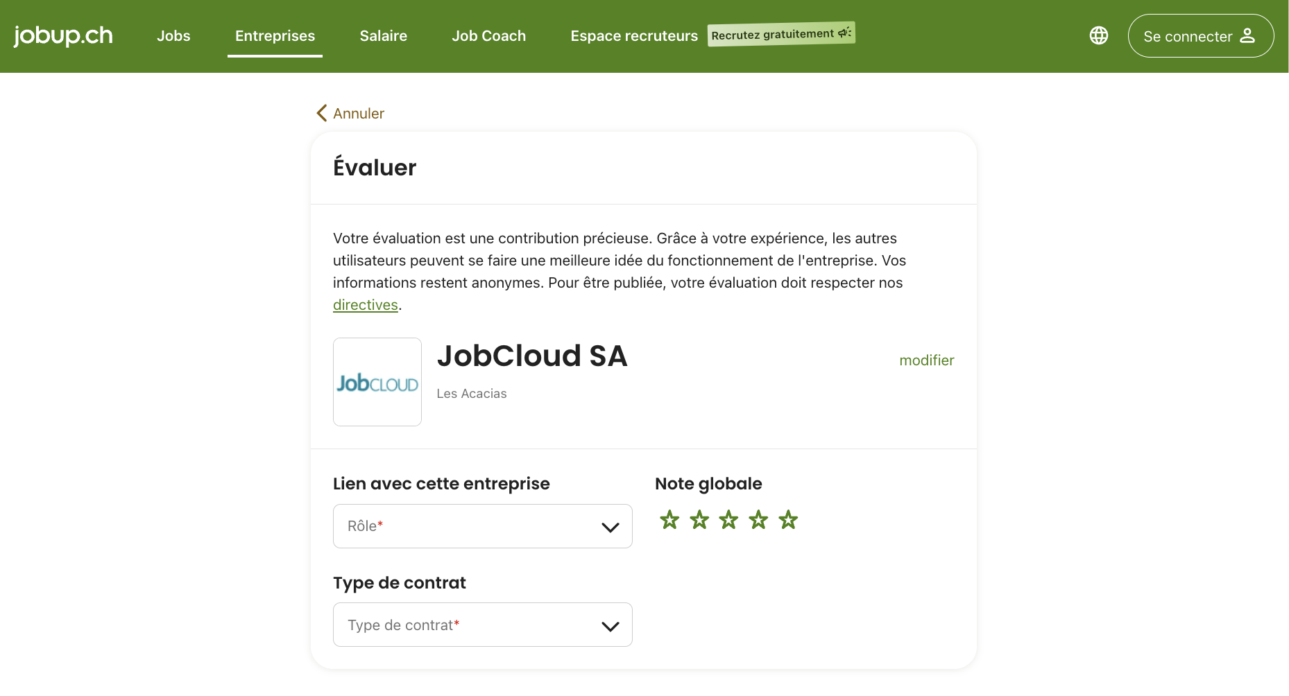 Evaluation d'une enterprise